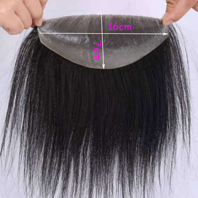 Men's Hair System Naturel Hairlien 100% Real Human Hair V Sheap Frontal Toupee Pu Thin Skin Male Replacement 1B Natural Black Color