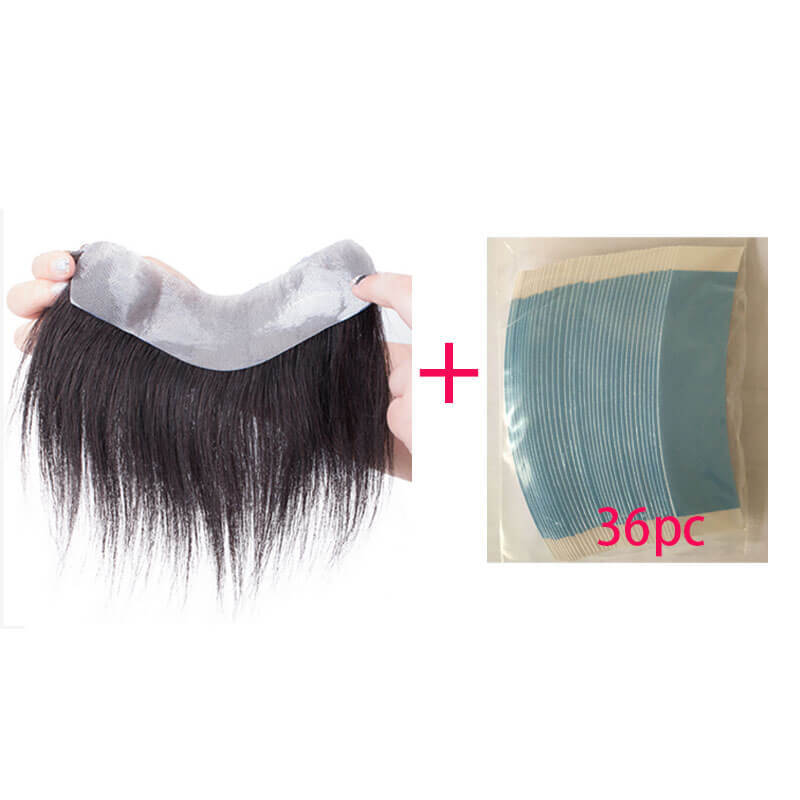 Men's Hair System Naturel Hairline 100% Real Human Hair V Sheap Frontal Toupee Pu Thin Skin Male Replacement 1B Natural Black Color
