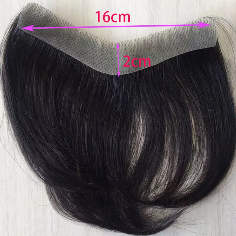 Men's Hair System Naturel Hairlien 100% Real Human Hair V Sheap Frontal Toupee Pu Thin Skin Male Replacement 1B Natural Black Color
