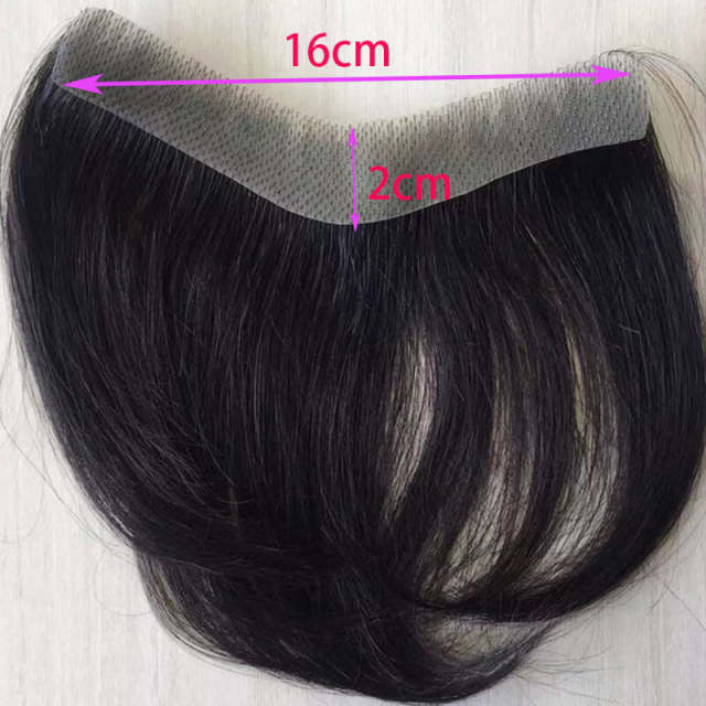 Men's Hair System Naturel Hairlien 100% Real Human Hair V Sheap Frontal Toupee Pu Thin Skin Male Replacement 1B Natural Black Color
