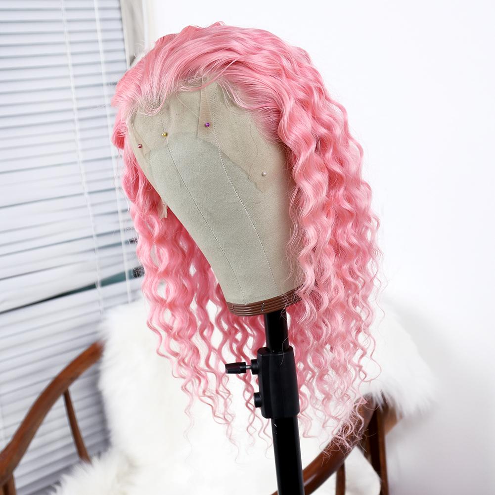 Light Pink Short Bob Deep Curly Wigs Human Hair Pre Plucked Glueless Brazilian Virgin Hair