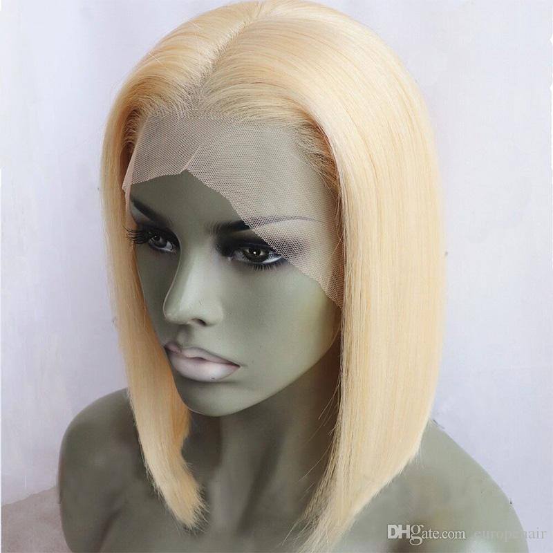 13x4 Brazilian Straight Human Hair 613 Blonde Bob Wigs Remy Short Bob 8Inch - 16Inch Lace Front Wigs Transparent Lace Preplucked Baby Hair