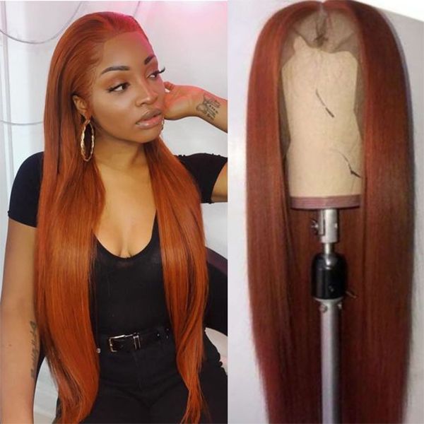 Ombre Wig Ginger Orange Body Wave & Straight Virgin Human Hair Lace Front Wig With Baby Hair