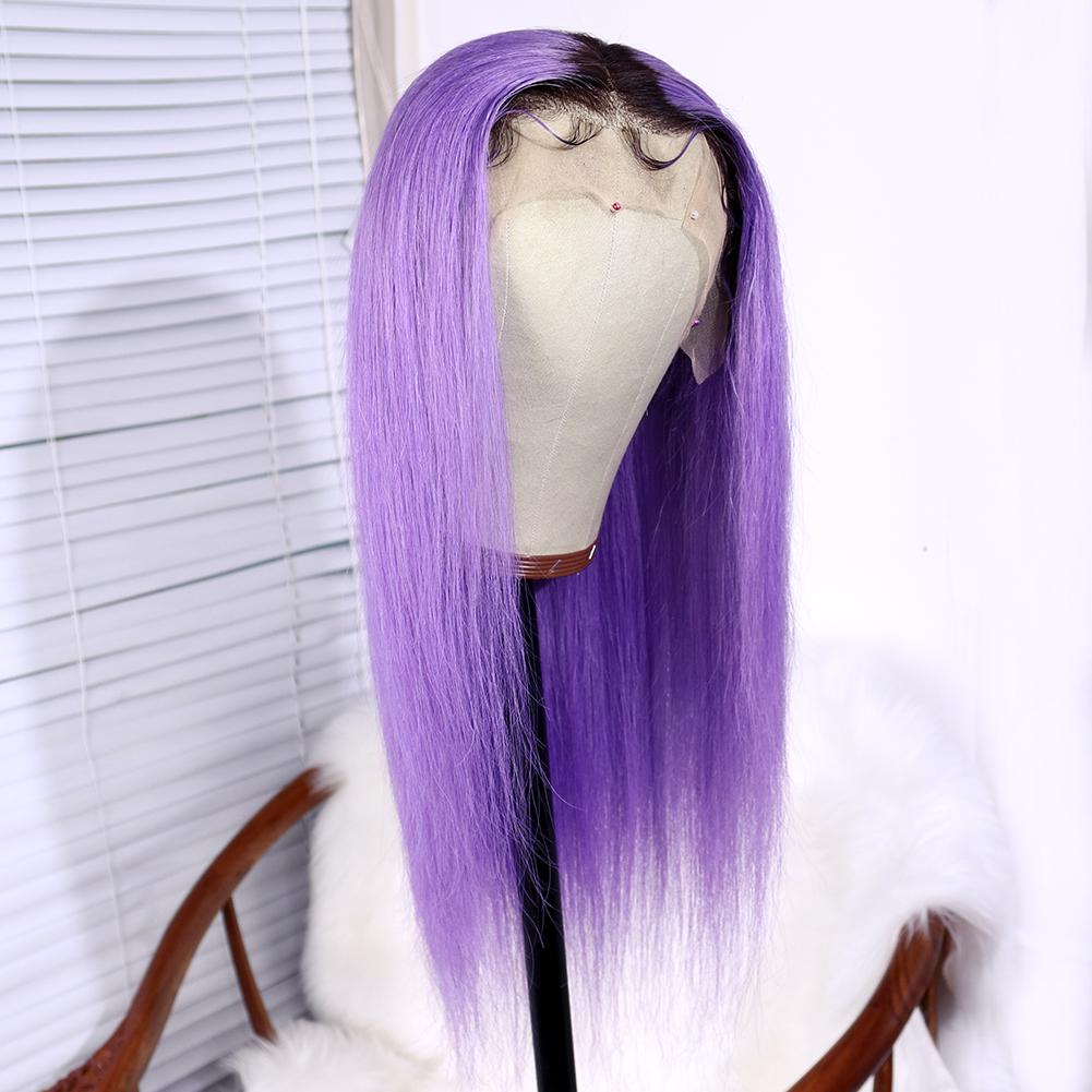 Ombre Wig 1B Purple Straight Brazilian Virgin Human Hair Lace Front Wig With Baby Hair