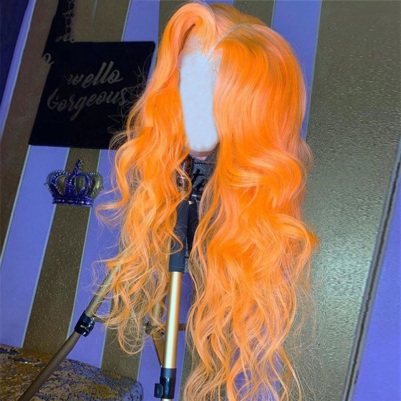 Ginger Orange Lace Front Wig Human Hair Body Wave Wig Remy Brazilian Transparent Lace Human Hair Wigs For Women Colored Wigs 180