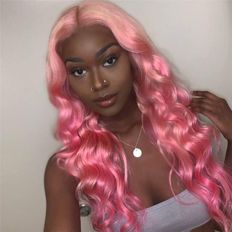 Pink Loose Wave Hair Lace Front 113x4 T Part LaceHuman Hair Wigs Body Wave Glueless13x4x1 T Part Lace wigs