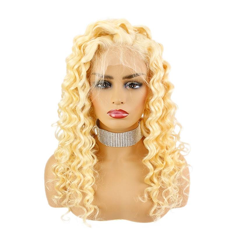 Blonde Lace Front Deep Wave Human Hair Wigs Curly 613# Full Lace Wig Virgin Hair with Baby Hair