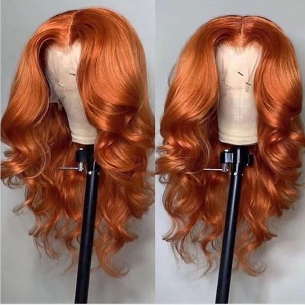 Ombre Wig Ginger Orange Body Wave & Straight Virgin Human Hair Lace Front Wig With Baby Hair