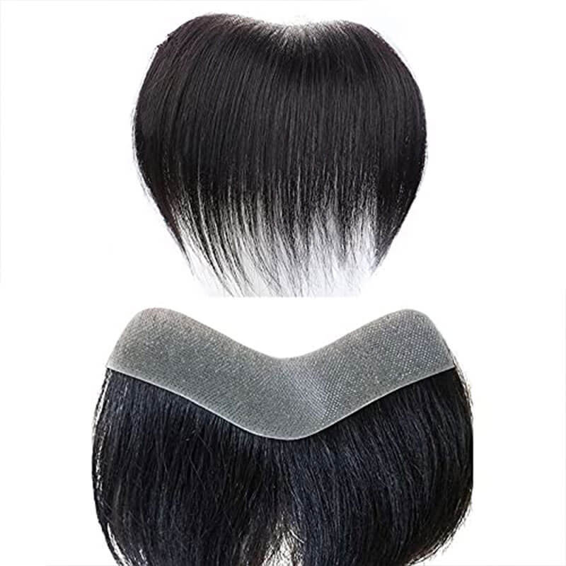 Men's Hair System Naturel Hairlien 100% Real Human Hair V Sheap Frontal Toupee Pu Thin Skin Male Replacement 1B Natural Black Color