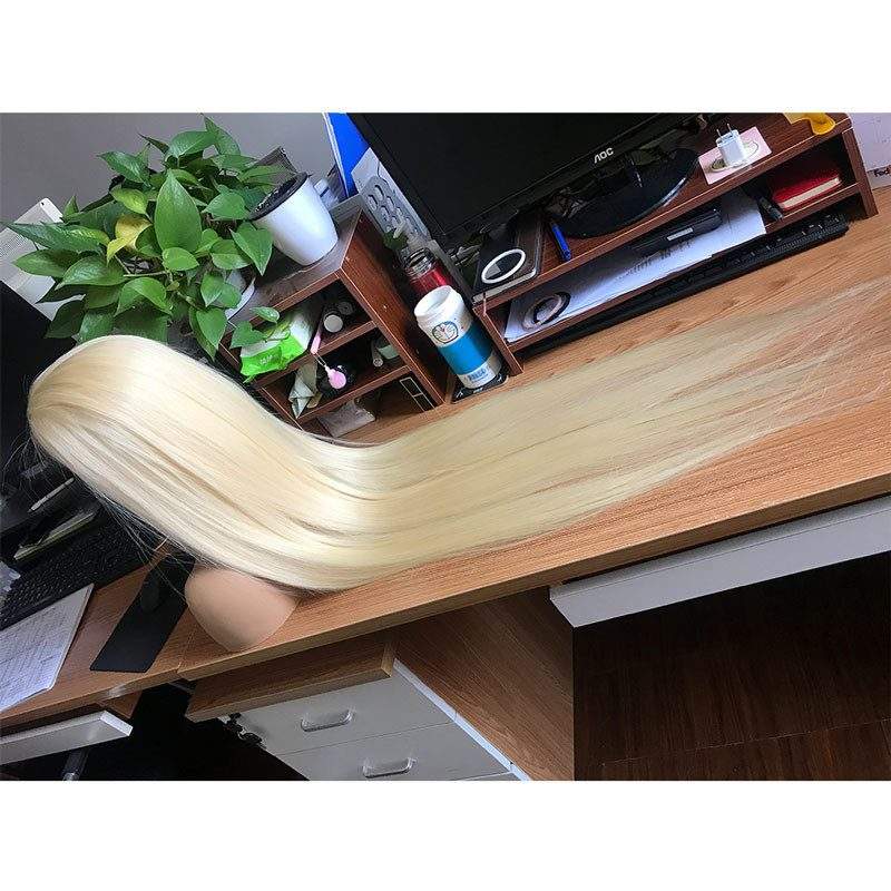 Pre Plucked Blonde #613 Wigs 42 inch Long Human Hair Glueless Full Lace Wig 150% Silky Straight Hair with Baby Hair Around