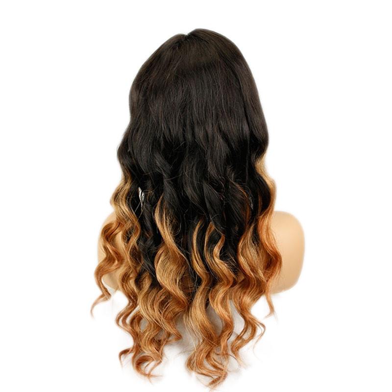 Black Blonde Full Lace 1B 30 Ombre Loose Wave Glueless Lace Front Wig with Baby Hair Pre-Plucked Hairline