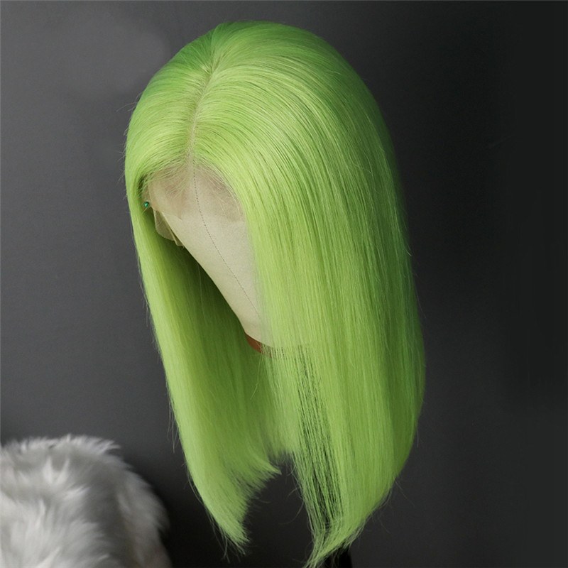 Green 13x4 Lace Front Wig Preplucked Short Human Hair Wigs Brazilian Remy Glueless Bob Wigs For Black Women