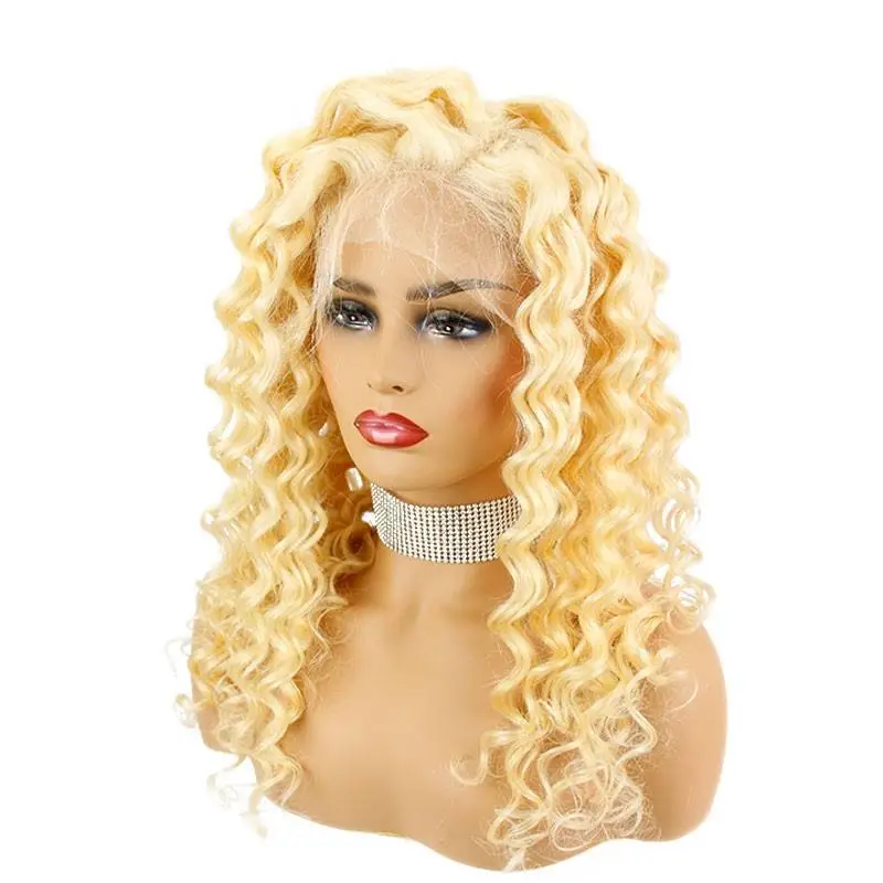 Blonde Lace Front Deep Wave Human Hair Wigs Curly 613# Full Lace Wig Virgin Hair with Baby Hair