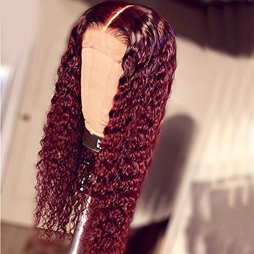 1B/99J Hair Ombre Wine Red Color Two Tone Lace Front Wigs Curly Hair Glueless Lace Wig Wet and Wavy Long Loose Curly