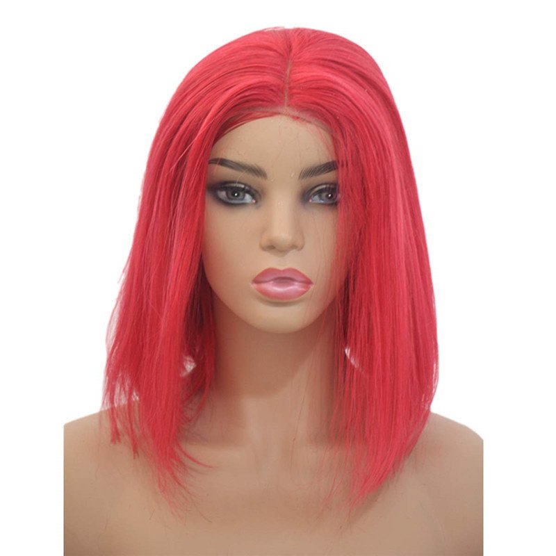 Short Bob Lace Front Wigs Human Hair for Women Bleached Knots Full End Brazilian Human Hair Wigs 150 Density Remy Hair Wig Red Color