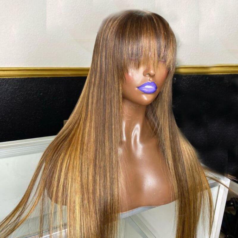 Highlight Wig Human Virgin Hair Pre Plucked Lace Front Wig  For Woman