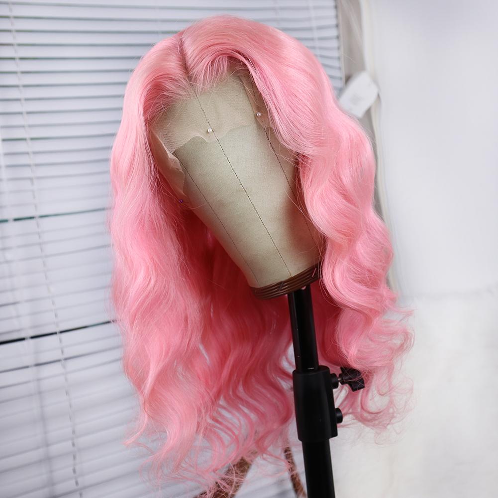 Pink Body Wave Lace Front 13x4 T Part LaceGlueless Wig Pre-Pluck Hairline Virgin Human Hair