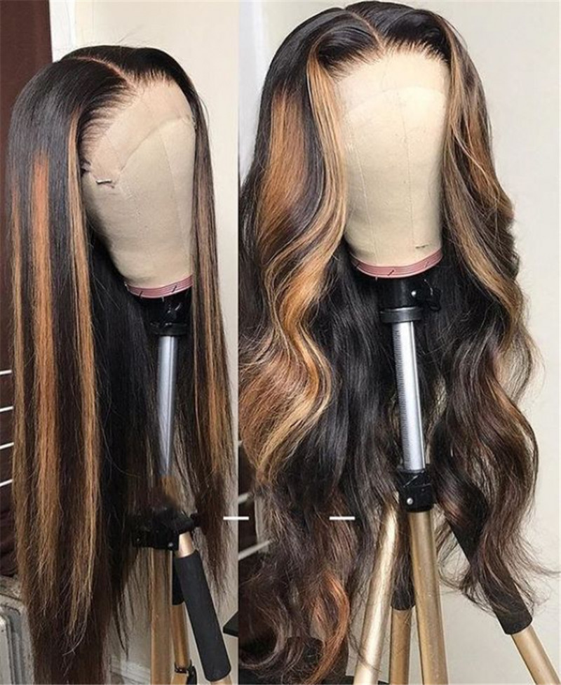 Human Virgin Hair Ombre Wave Pre Plucked Lace Front Wig And 13x4x1 T Part Lace Wig For Black Woman-e379b7