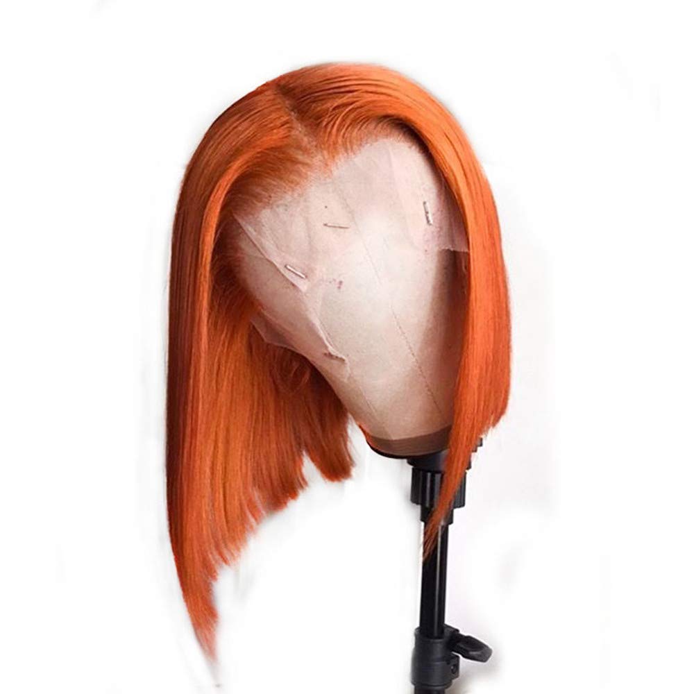 Orange Bob Human Hair Wig Deep Part Lace Front Wigs Pre Plucked Full End Brazilian Straight Bob Wigs