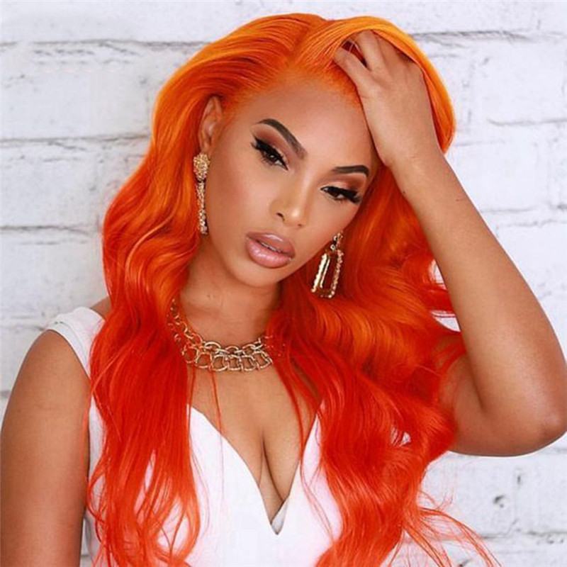 Light Orange Body Wave Brazilian Ombre Human Hair Wig Preplucked Lace Wigs For Black Women