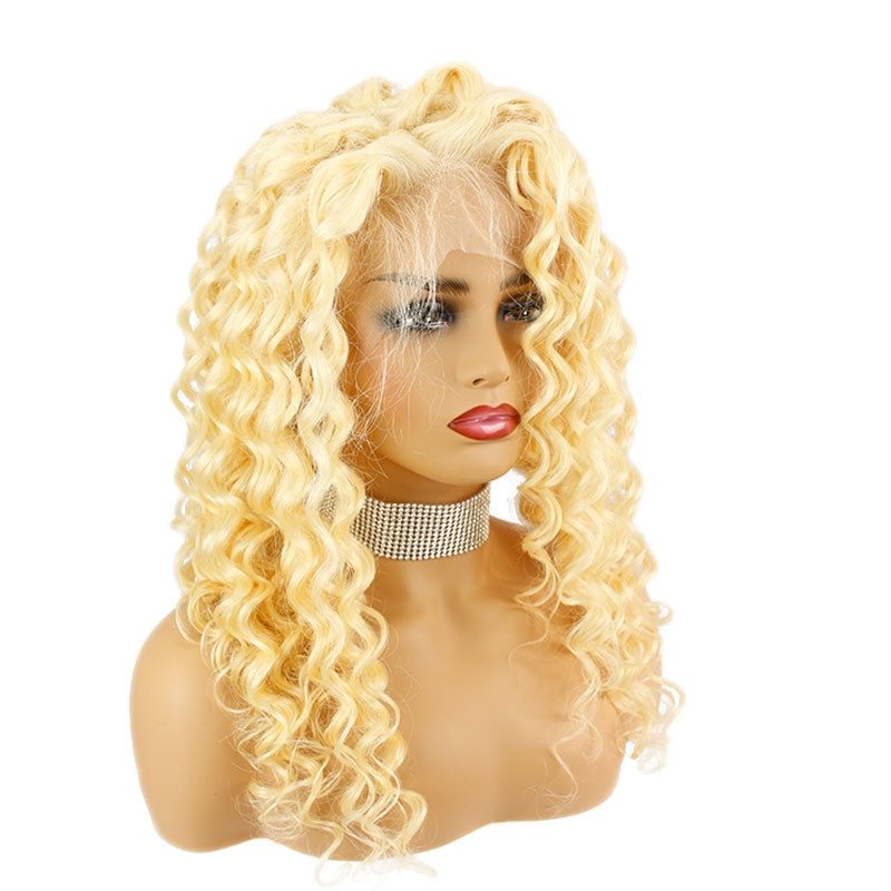 Blonde Lace Front Deep Wave Human Hair Wigs Curly 613# Full Lace Wig Virgin Hair with Baby Hair