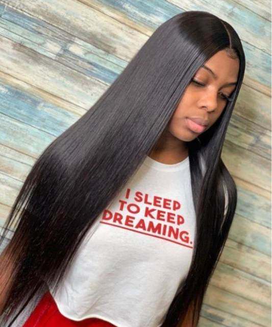 Glueless Lace Frontgal Wis Human Hair With Pre Plucked Baby Hair Brazilian Silky Straight High Density