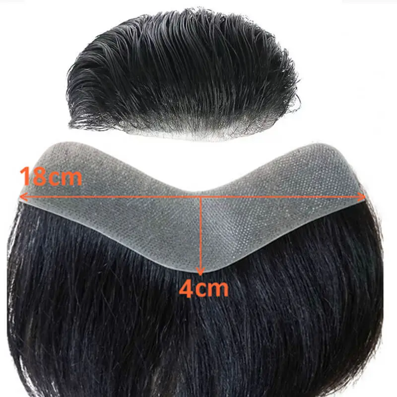 Men's Hair System Naturel Hairlien 100% Real Human Hair V Sheap Frontal Toupee Pu Thin Skin Male Replacement 1B Natural Black Color