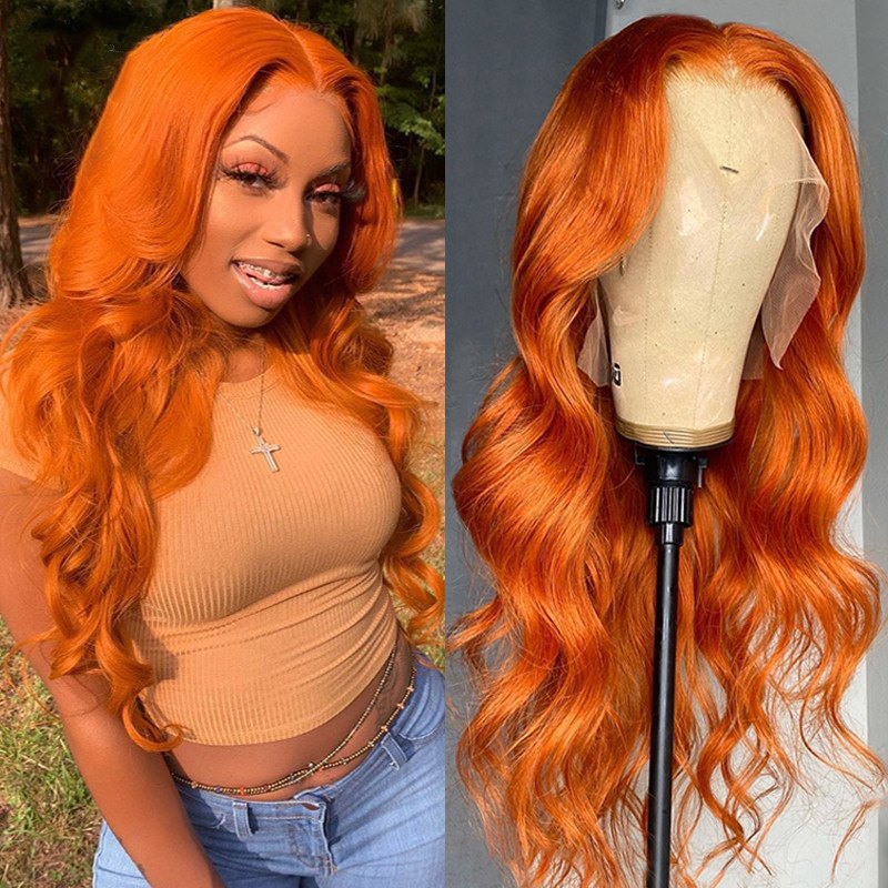 Body Wave Ginger Lace Front Wig Brazilian Remy 13x4 Lace Frontal Wig Orange Colored Human Hair Wigs For Women Lace Closure Wig