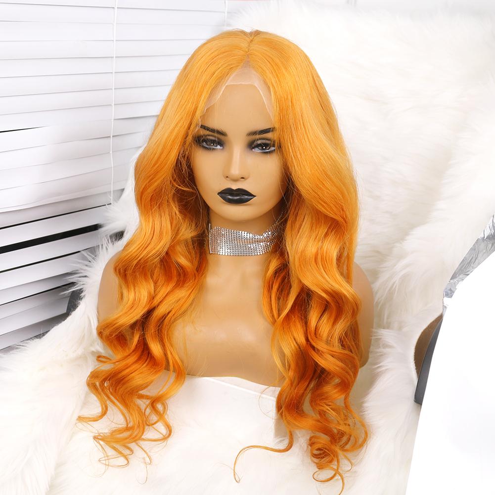 Orange Lace Front 13x4 T Part LaceHuman Hair Ginger Body Wave Wigs for Black Women