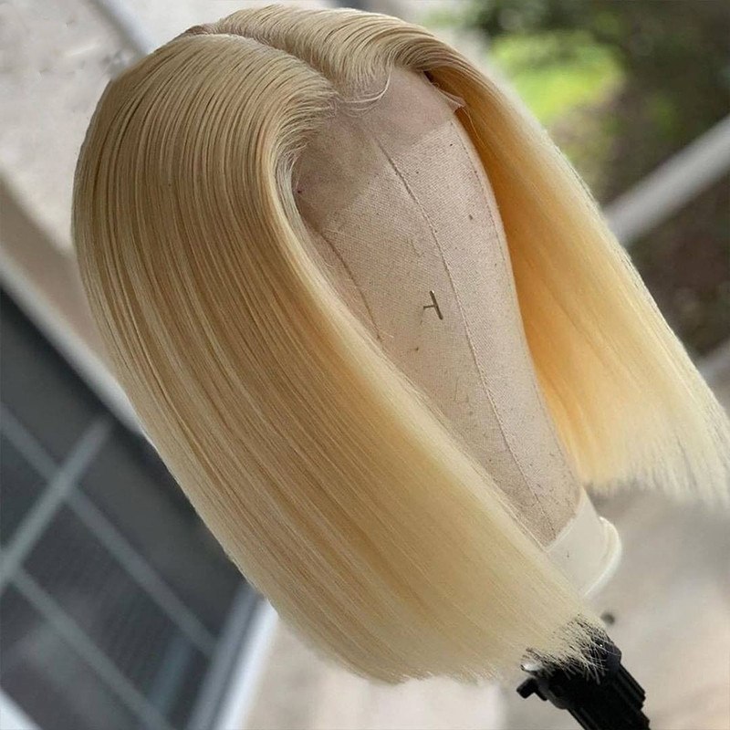 Color 613 Blonde Wig Human Hair Straight Human Hair Wigs For Women Blonde Bob Wig Transparent Part Lace Wigs Brazilian Remy 200