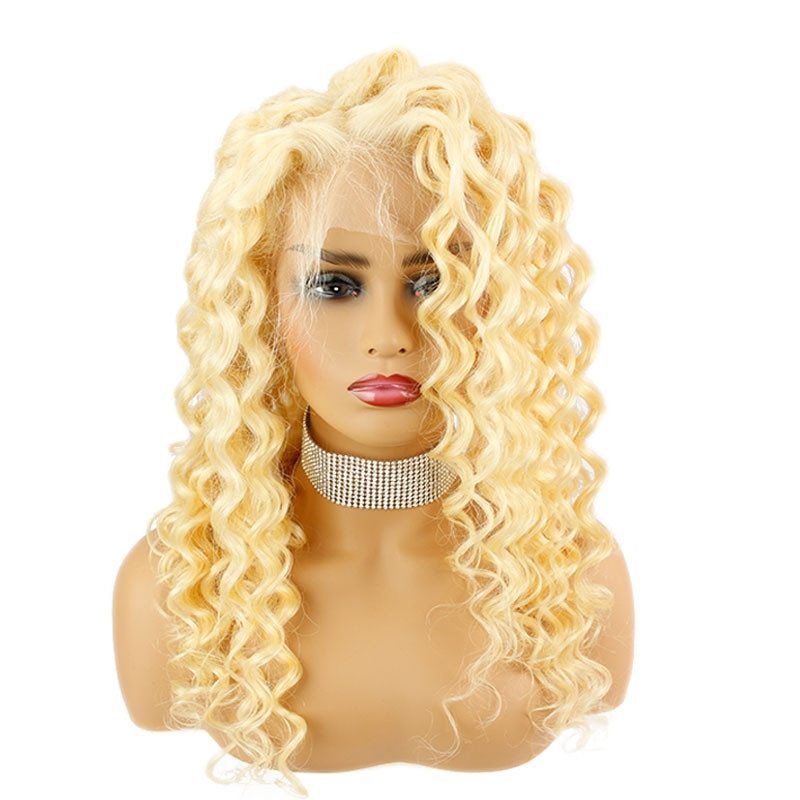 Blonde Lace Front Deep Wave Human Hair Wigs Curly 613# Full Lace Wig Virgin Hair with Baby Hair