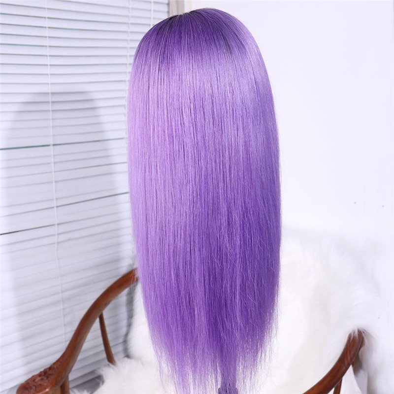 Ombre Wig 1B Purple Straight Brazilian Virgin Human Hair Lace Front Wig With Baby Hair