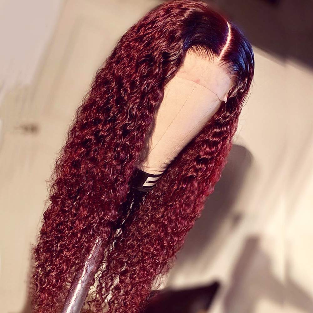 1B/99J Hair Ombre Wine Red Color Two Tone Lace Front Wigs Curly Hair Glueless Lace Wig Wet and Wavy Long Loose Curly