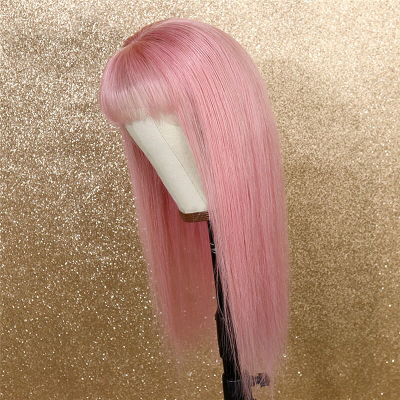 Pink Human Hair Wig Straight Lace Front Wig With Baby Hair Brazilian Remy Transparent Lace Wigs For Women
