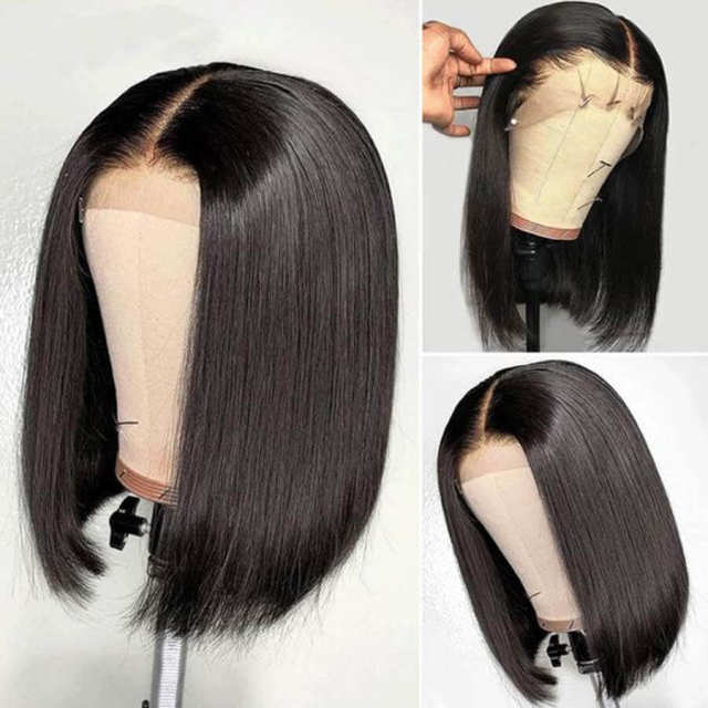 Short Bob Wig Bone Straight Human Hair Wigs 13x4 Lace Wigs T Part Remy Brazilian Bob Human Hair Wigs For Women