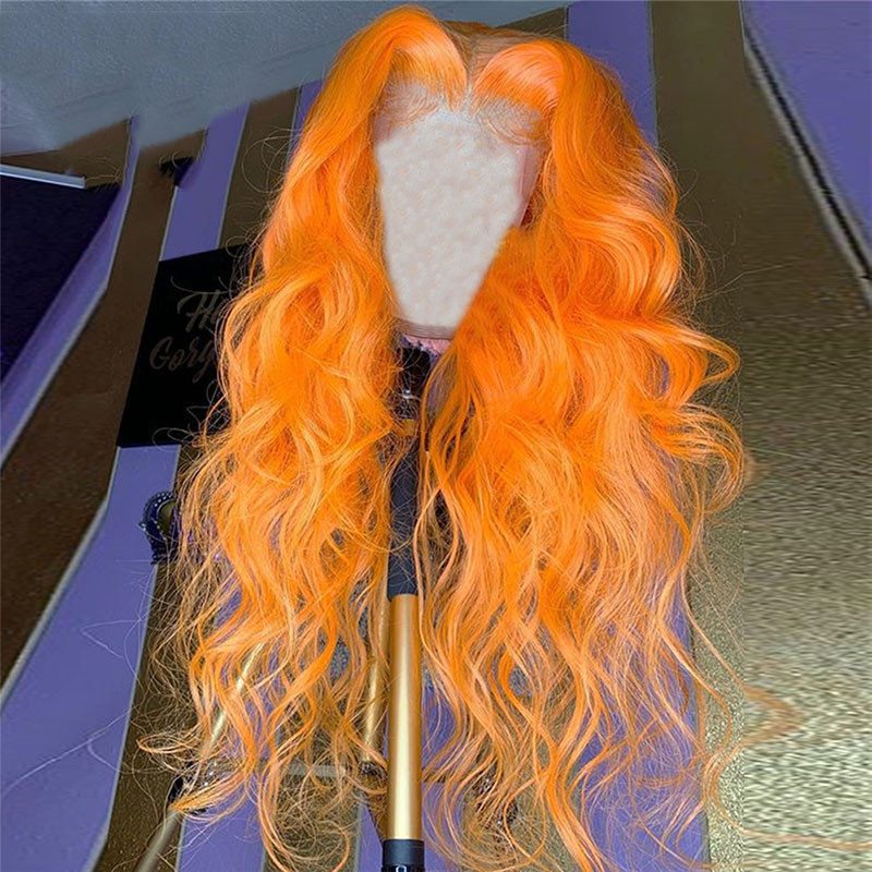 Ginger Orange Lace Front Wig Human Hair Body Wave Wig Remy Brazilian Transparent Lace Human Hair Wigs For Women Colored Wigs 180