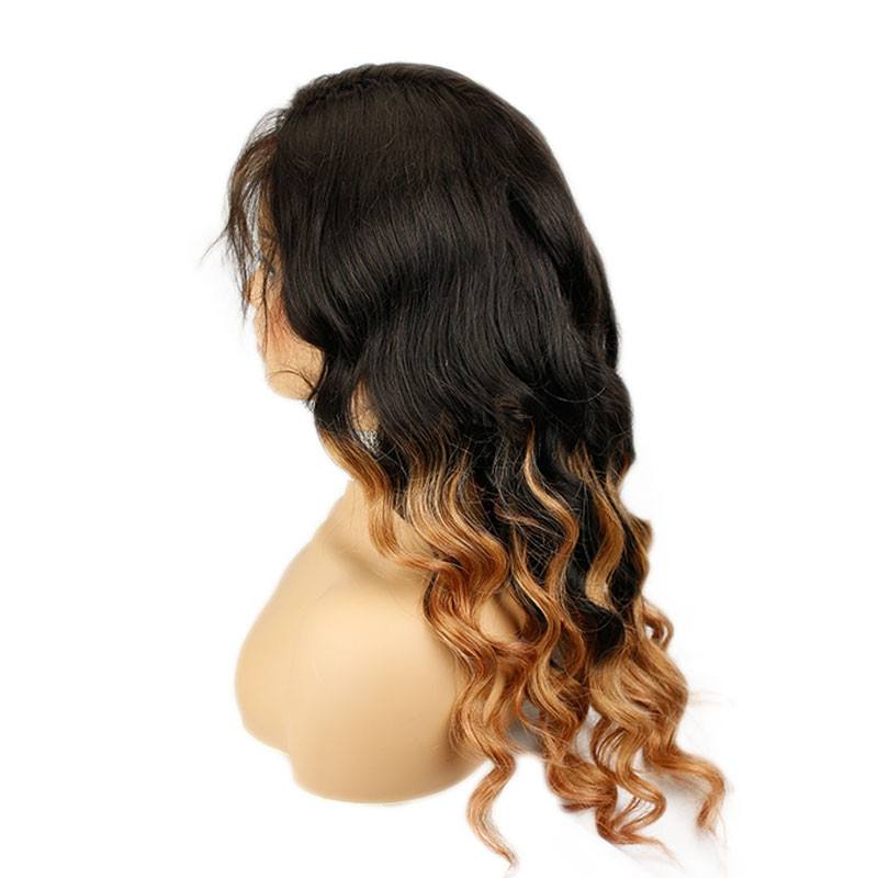 Black Blonde Full Lace 1B 30 Ombre Loose Wave Glueless Lace Front Wig with Baby Hair Pre-Plucked Hairline