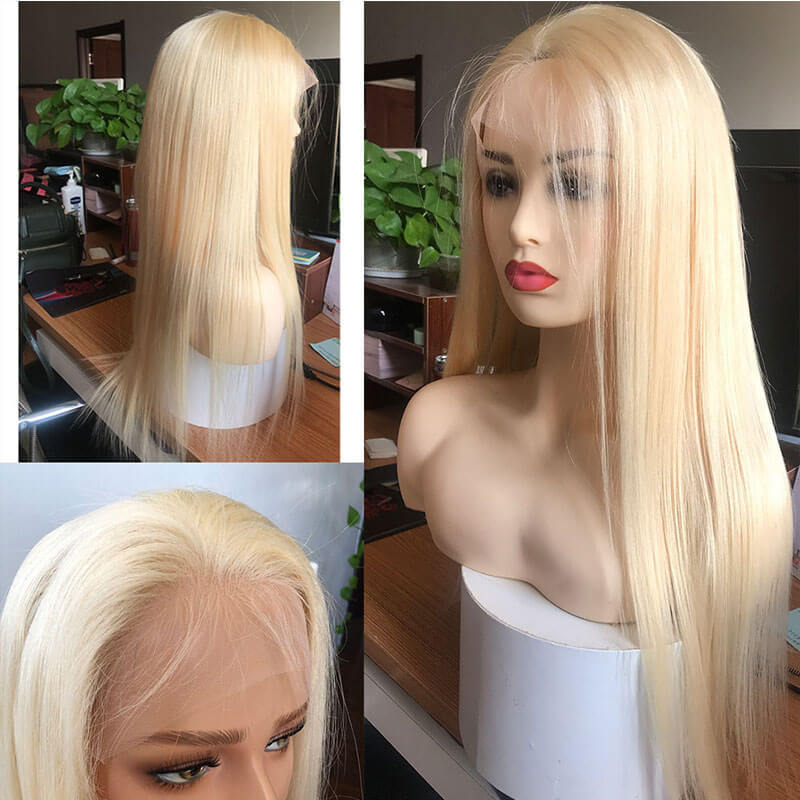 Silky Straight 613 Blonde Lace Front Wigs Pre Plucked Brazilian Remy Human Hair Wigs For Black Women Baby Hair Around