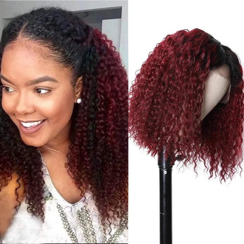 1B 99J  Bob Burgundy Red ColorShort Curly Lace Front Full Lace Wigs Curly Human Hair Wigs Preplucked Natural Hairline