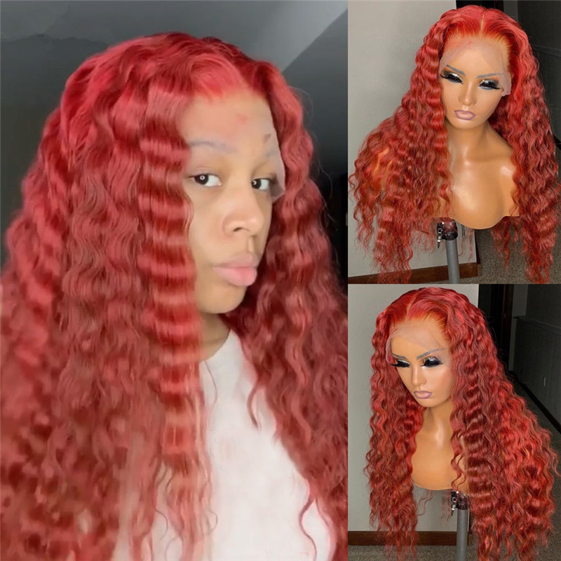 Human Virgin Hair Pre Plucked Ombre Tomato Coloed Lace Front Wig And 13x4x1 T Part Lace Wig For Black Woman-6bd953