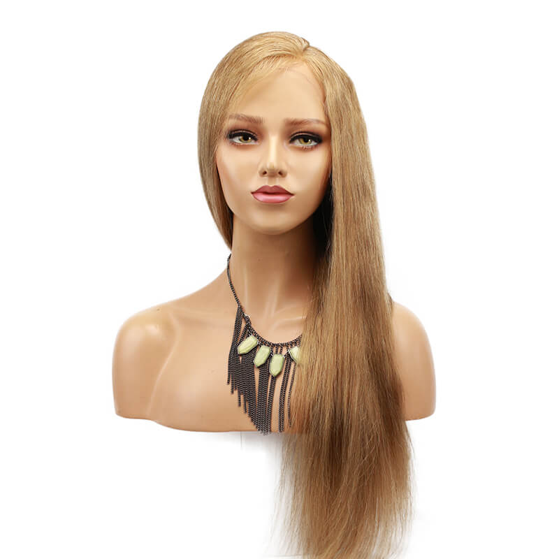 Sliky Straight Human Hair Blonde Lace Front Wigs Side Part Baby Hair #18 Brazilian Remy Human Hair Lace Wig For Women