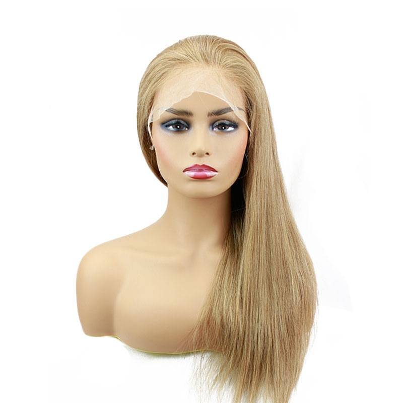 Human Hair Lace Front Wigs 8# Ash Brown Colored Pre Plucked Full Lace Wigs with Baby Hair All Around
