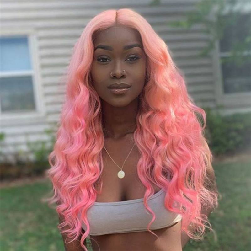 Pink Loose Wave Hair Lace Front 113x4 T Part LaceHuman Hair Wigs Body Wave Glueless13x4x1 T Part Lace wigs