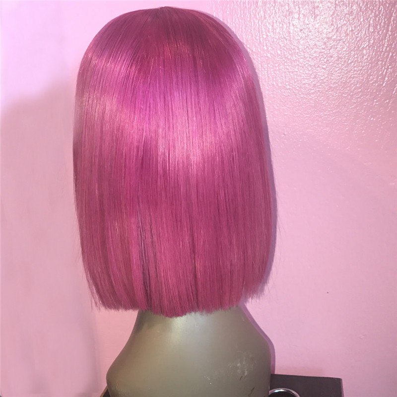 Pink Bob Lace Front Wigs Human Hair 13x4 Pre Plucked Short Bob Front Lace Wigs For Black Women Remy Hair Pre Plucked With Baby Hair