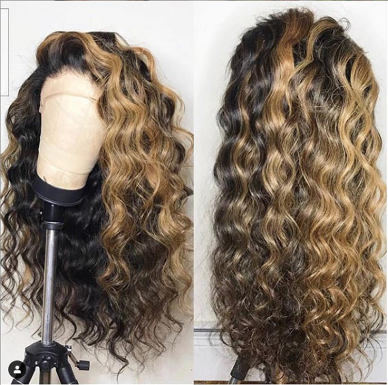 Human Virgin Hair Wave Ombre 1B/27 Pre Plucked Lace Front Wig And 13x4x1 T Part Lace Wig For Black Woman-d6731d