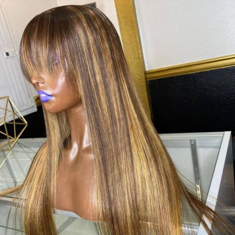 Highlight Wig Human Virgin Hair Pre Plucked Lace Front Wig  For Woman