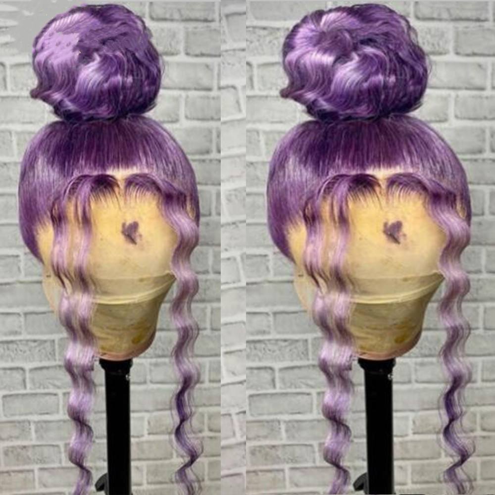 Purple Loose Wave Wavy Human Hair Lace Front Preplucked Loose Wave Lace Frontal Virgin Human HairWig