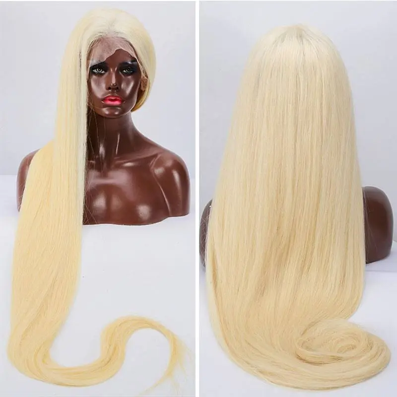 Pre Plucked Blonde #613 Wigs 42 inch Long Human Hair Glueless Full Lace Wig 150% Silky Straight Hair with Baby Hair Around