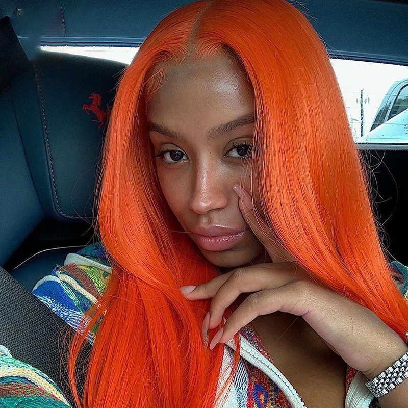 Orange Color Straight Lace Front Wig Brazilian Remy Hair Ginger Wig Lace Front Human Hair Wigs For Women Transparent Lace Wigs