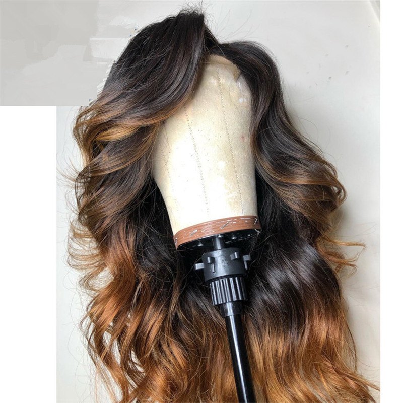 Human Virgin Hair Ombre Honey Blonde Pre Plucked Lace Front Wig For Black Woman